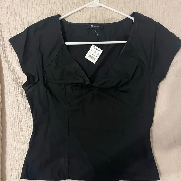 NWT Twist-Front Seamed Top in Poplin - Picture 2 of 5